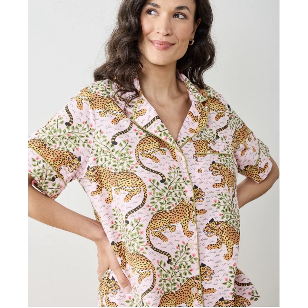 PRINTFRESH Short sleeve pajama shirt in Bagheera blush women's Sz S